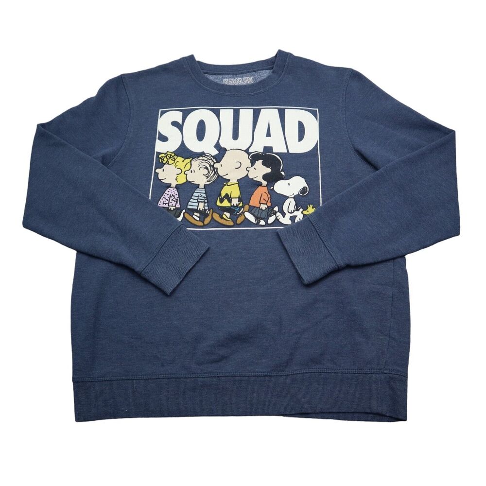 Peanuts Sweater Mens M Blue Crew Neck Long Sleeve Graphic Print Pullover